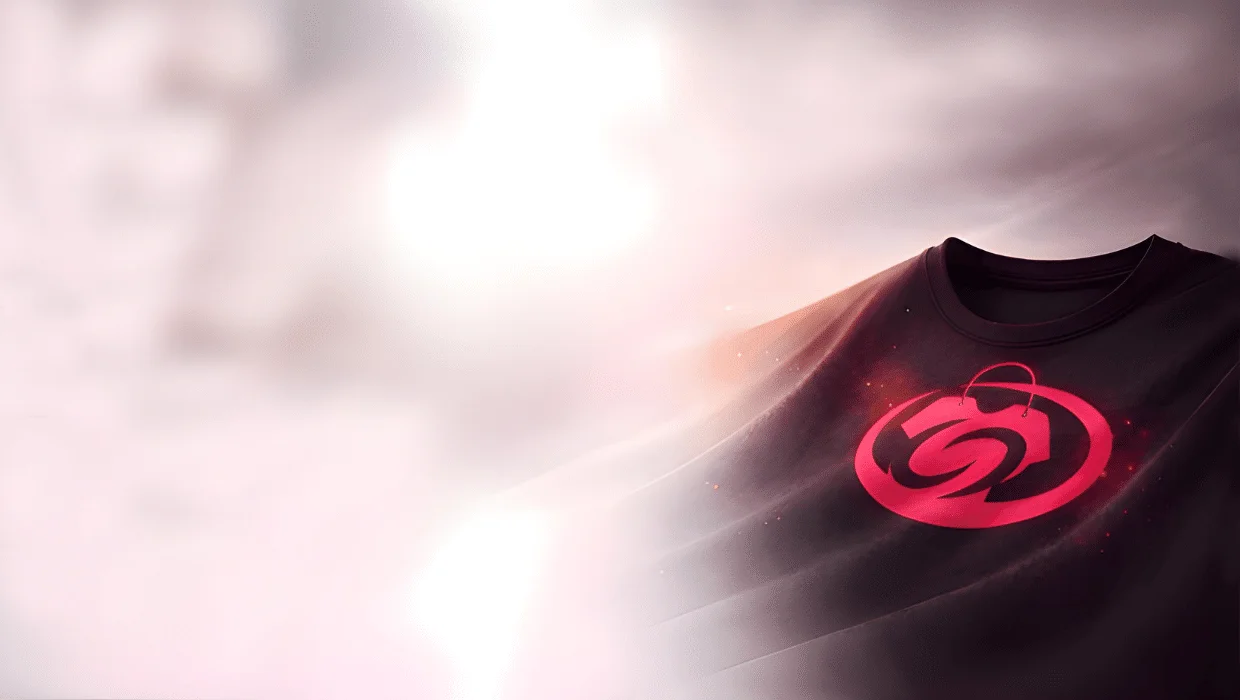 Potisk triček od 1 kusu – detail loga natištěného na černém tričku