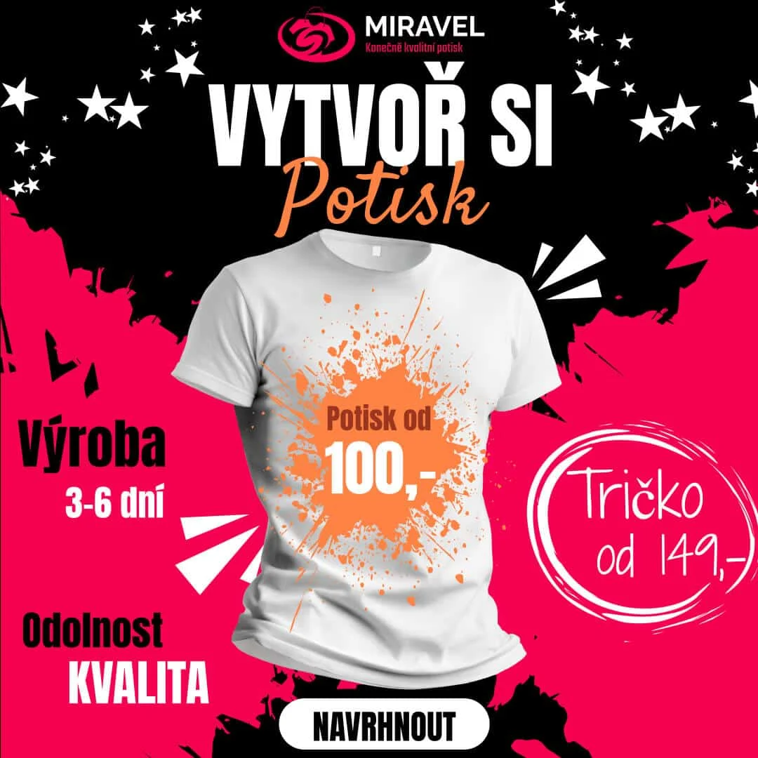Potisk triček na Miravel.cz od 100,-Kč